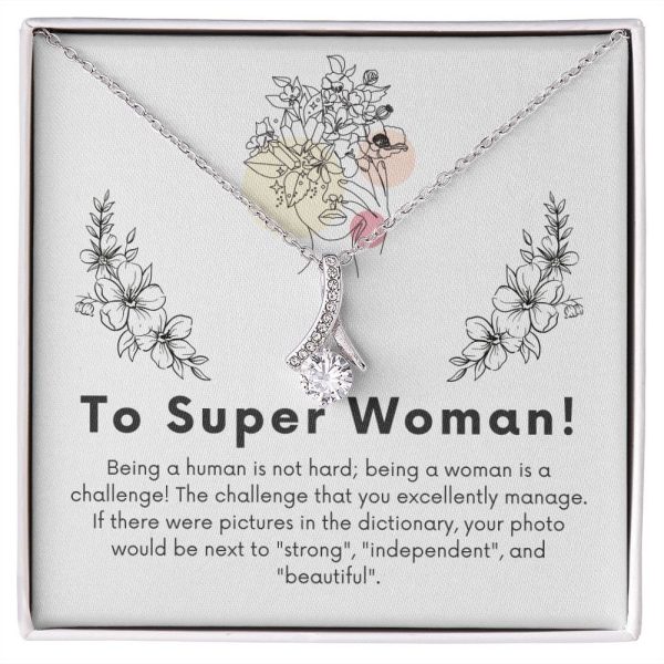 To Super Woman Valentines Necklace – Beautiful Jewelry Gift With Message Card
