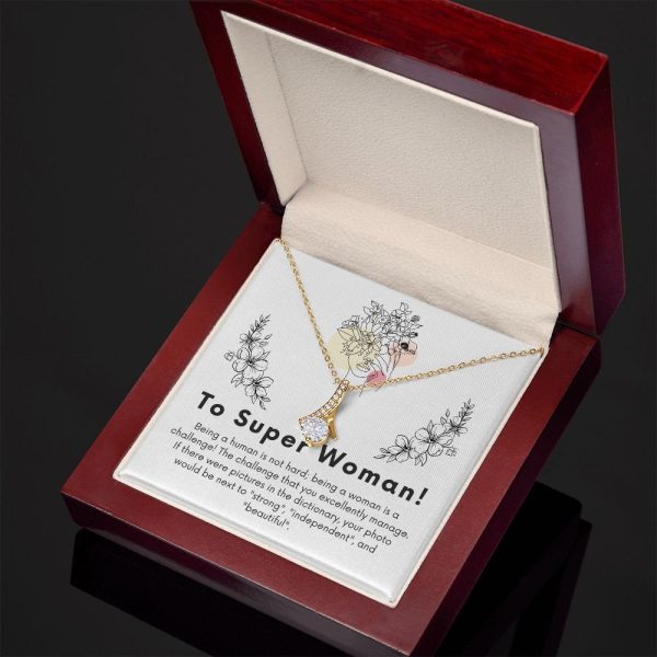 To Super Woman Valentines Necklace – Beautiful Jewelry Gift With Message Card