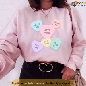 Valentine's Day Large Colorful Candy Hearts Unisex Sweatshirt 1