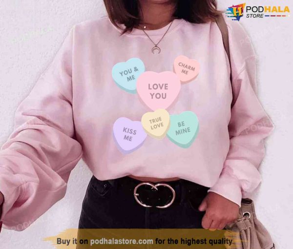 Valentine’s Day Large Colorful Candy Hearts Unisex Sweatshirt