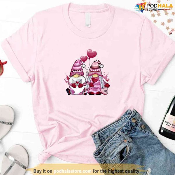 Valentine Gnomes Couple Pink Unisex Sweatshirt Unisex T-Shirt