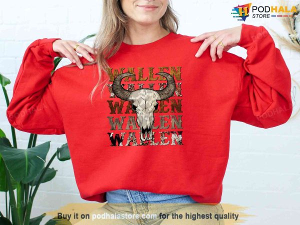 Vintage Bull Skull Leopard Wallen Country Lover Sweatshirt, Morgan Wallen Gift