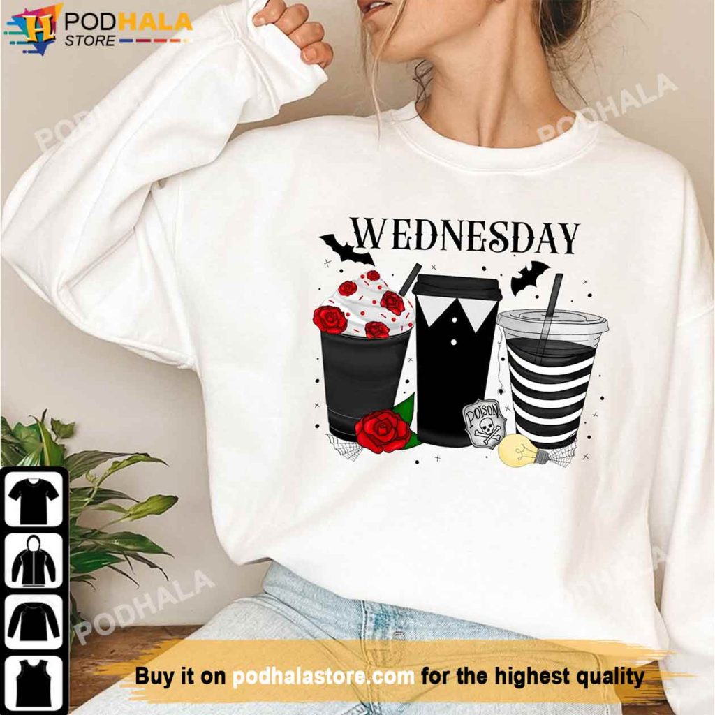 Wednesday Addams Coffee Sweatshirt, Trending TV Show, Wednesday Addams Shirt
