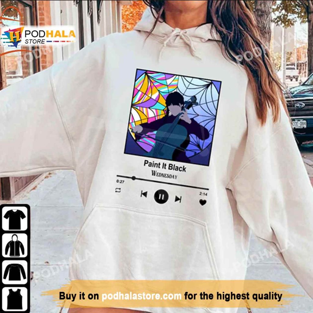 Wednesday Cello TShirt, Paint It Black Cover Wednesday Addams Shirt