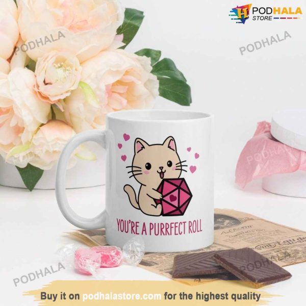 You Are A Purrfect Roll Valentines Day Coffee Mug For Cat Lovers