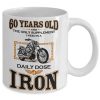 60 Year Old Biker Coffee Mug, Iron Motorcycle 60th Birthday Gift