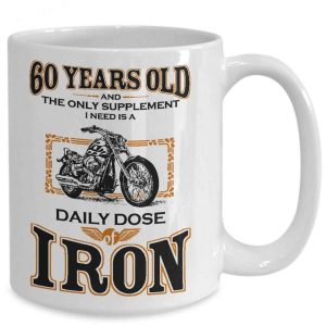 60 Year Old Biker Coffee Mug Iron Motorcycle 60th Birthday Gift 3