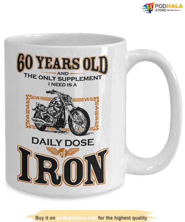 60 Year Old Biker Coffee Mug, Iron Motorcycle 60th Birthday Gift
