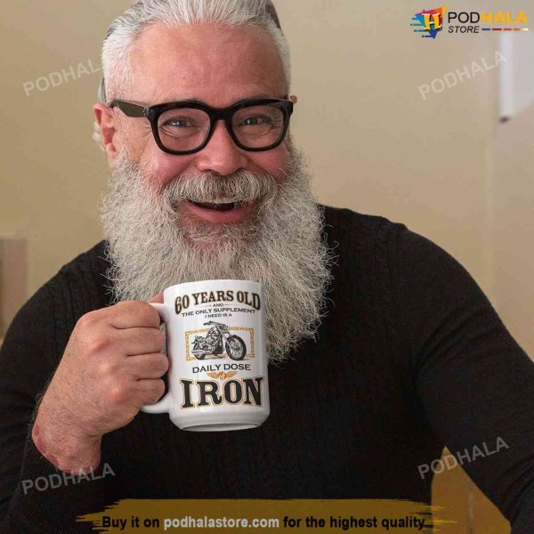 60 Year Old Biker Coffee Mug, Iron Motorcycle 60th Birthday Gift