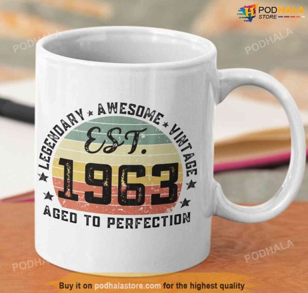 60th Birthday Mug Gifts for Dad, Vintage Legendary 1963 Aged To Perfection