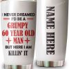 60th Birthday Tumbler For Men, Grumpy Old Man Tumbler For 60 Year Old Gift