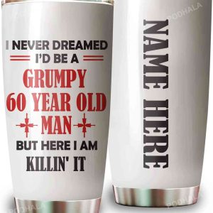 60th Birthday Tumbler For Men, Grumpy Old Man Tumbler For 60 Year Old Gift