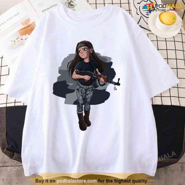 Anime Camo Girl With A Gun Shadbase T-Shirt