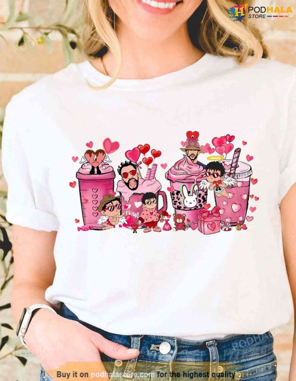Bad Bunny Valentines Day Gift, Latte Coffee Valentine Shirt