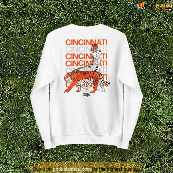 Cat Walk Joe Burrow Crewneck Sweatshirt, Bengal Tiger NFL Spirit Wear