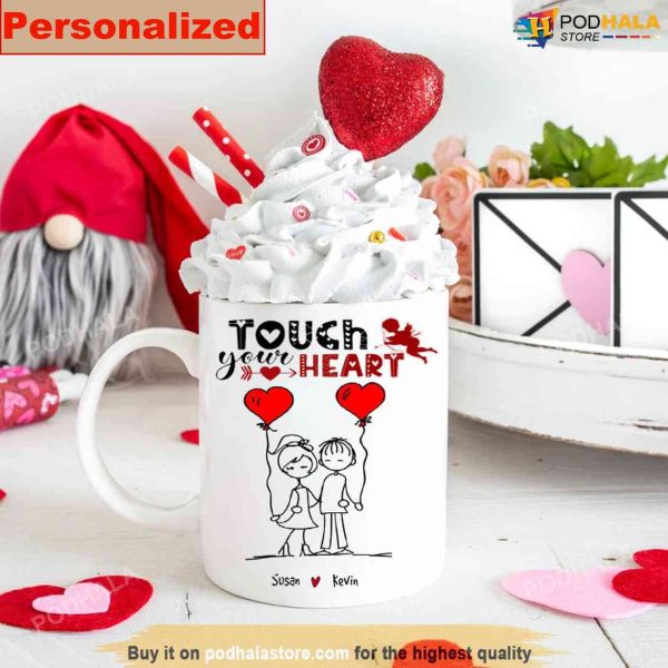 Custom Couple Coffee Mug, Touch Your Heart Valentines Day Gifts