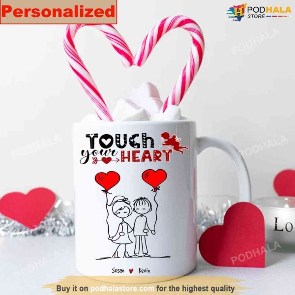 Custom Couple Coffee Mug, Touch Your Heart Valentines Day Gifts