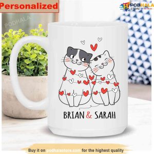 Custom Couple Gift For Cat Lovers Valentines Day Coffee Mug 2