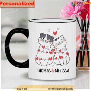 Custom Couple Gift For Cat Lovers Valentines Day Coffee Mug 3