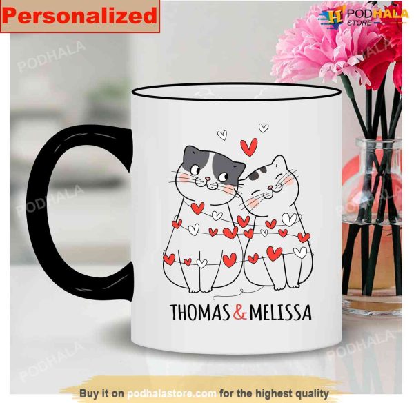 Custom Couple Gift For Cat Lovers, Valentines Day Coffee Mug