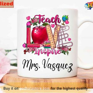 Custom Name Teacher Valentine Mug, Personalized Teacher Gift
