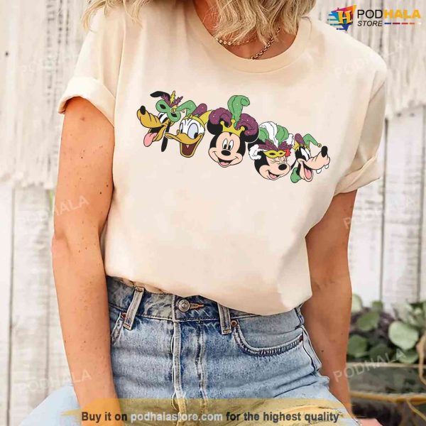 Disney Mardi Gras Shirt, Disney Character Mickey Minnie Goofy Donald Tee