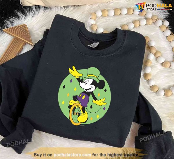 Disney Mardi Gras Shirt Mickey Mouse Unicycle Holiday
