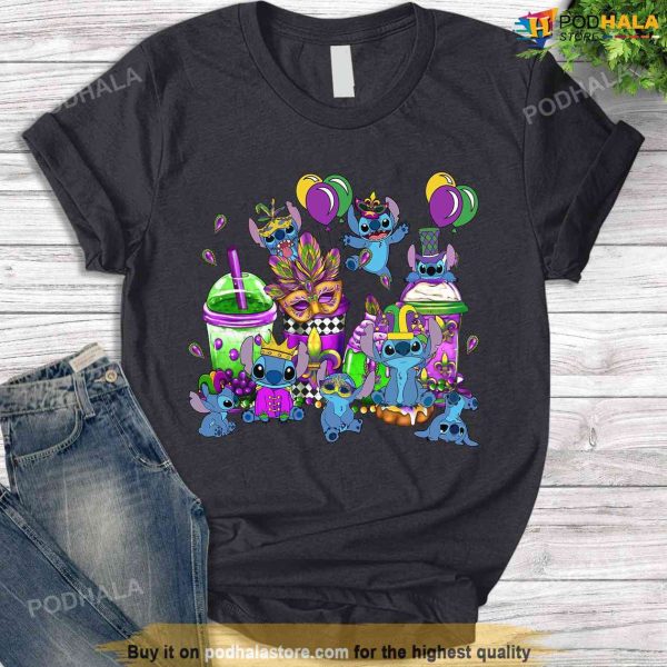 Disney Stitch Mardi Gras Shirt, Milktea Mardi Disneyworld Kingdom TShirt