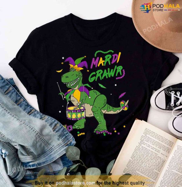 Disney Toy Story T-Rex Mardi Grawr Sweatshirt, Dinosaur Mardi Gras Shirt