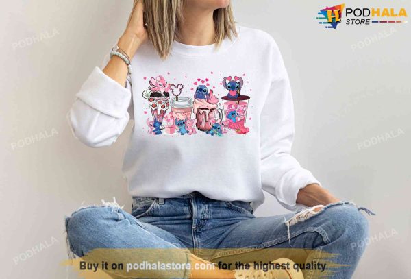 Disney Valentine Shirt, Stitch And Lilo Sweatshirt, Hot Drinks Tee