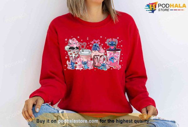 Disney Valentine Shirt, Stitch And Lilo Sweatshirt, Hot Drinks Tee