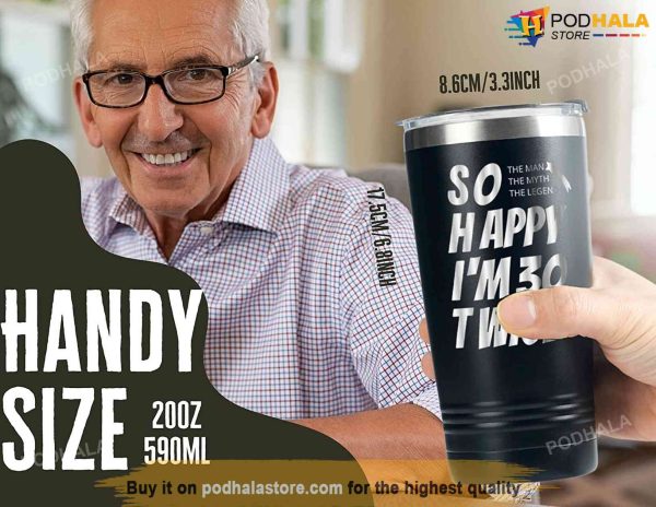 Happy Im 30 Twice 60th Birthday Tumbler, 60 Year Old Birthday Gifts For Dad