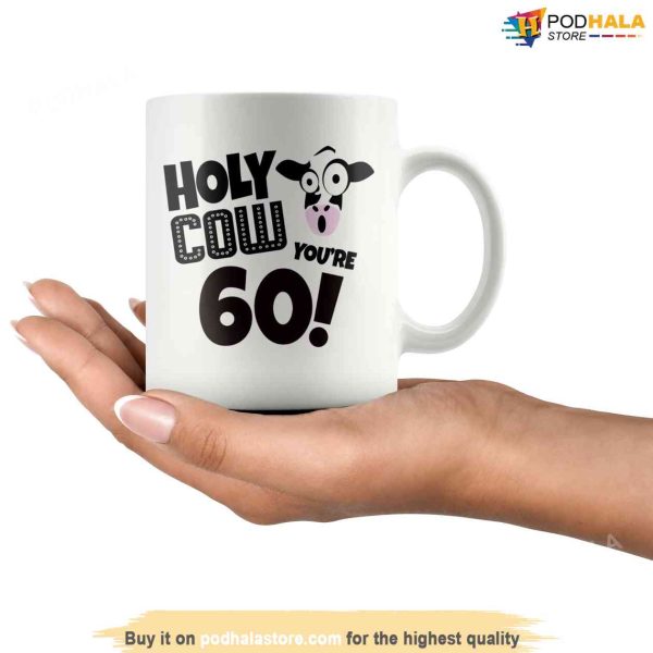 Holy Cow You’re 60 Birthday Coffee Mug, 60th Birthday Gift For Grandpa Dad