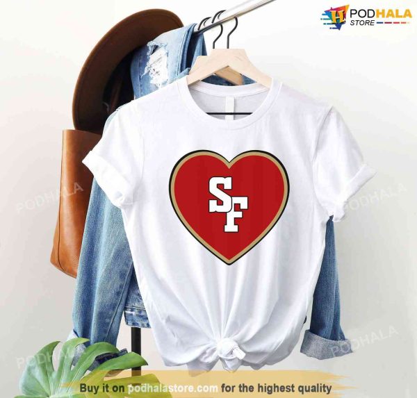 Love Heart San Francisco 49Ers Shirt, Vintage SF Football Tee
