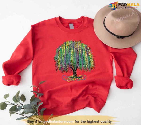 Mardi Gras Sweatshirt, Watercolor Mardi Gras Bead Tree New Orleans Shirt