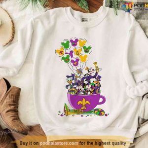 Mickey and Friends Balloon Tea Cup Disney Mardi Gras Shirt