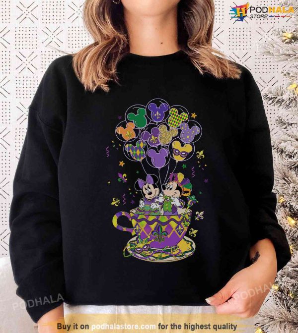 Mickey Minnie Mardi Gras Sweatshirt, Disney Teacup Shirt