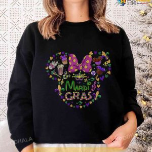 Minnie Mouse Ears Shirt, Disney Mardi Gras Minnie Sweatshirt