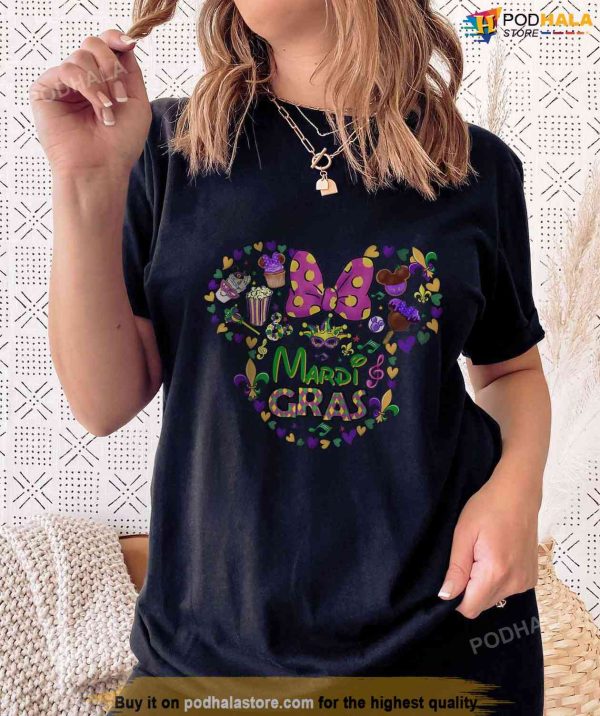 Minnie Mouse Ears Shirt, Disney Mardi Gras Minnie Sweatshirt