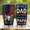 Papa American Flag Bear 60th Birthday Tumbler Gifts for Dad Grandpa