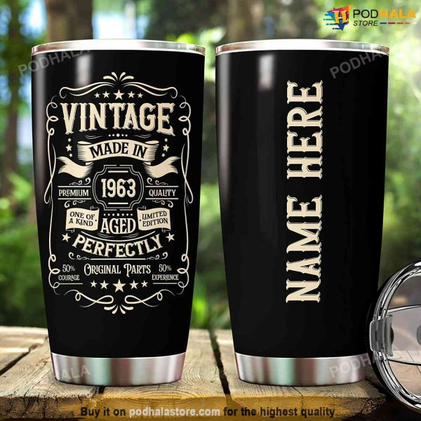 Personalized Happy 60th Birthday Tumbler Vintage Made In 1963 Funny Gifts