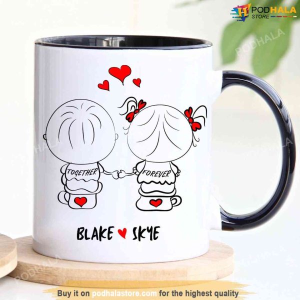 Personalized Name Valentines Day Mug, Anniversary Gifts For Couples