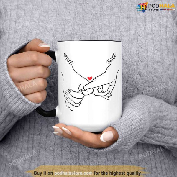 Personalized Pinky Promise Holding Hands Valentines Day Coffee Mug