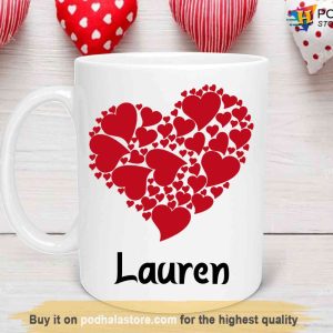 Personalized Valentines Gifts, Custom Name Hearts Valentines Day Mug