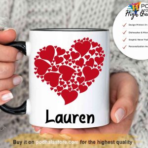 Personalized Valentines Gifts Custom Name Hearts Valentines Day Mug 2