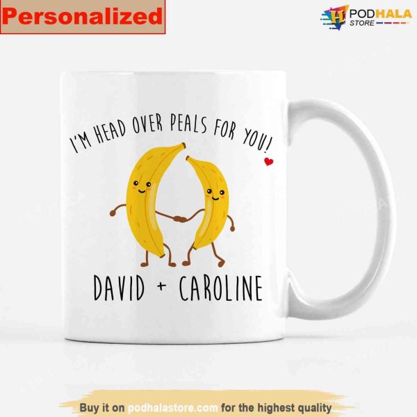 Personalized With Couple’s Names Valentines Day Mug, I’m Head Over PEALS For You