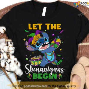 Stitch Let The Shenanigans Begin Cute Mardi Gras Tshirt