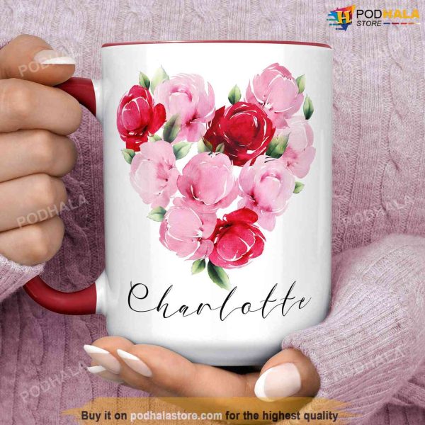 Valentine Roses Heart Custom Name Valentine Coffee Mug