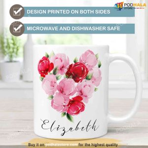 Valentine Roses Heart Custom Name Valentine Coffee Mug 2