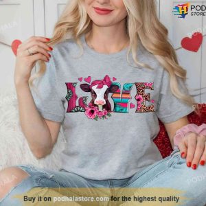 Valentines Day Cow Love Day Tshirt For Women Best Valentines Gifts